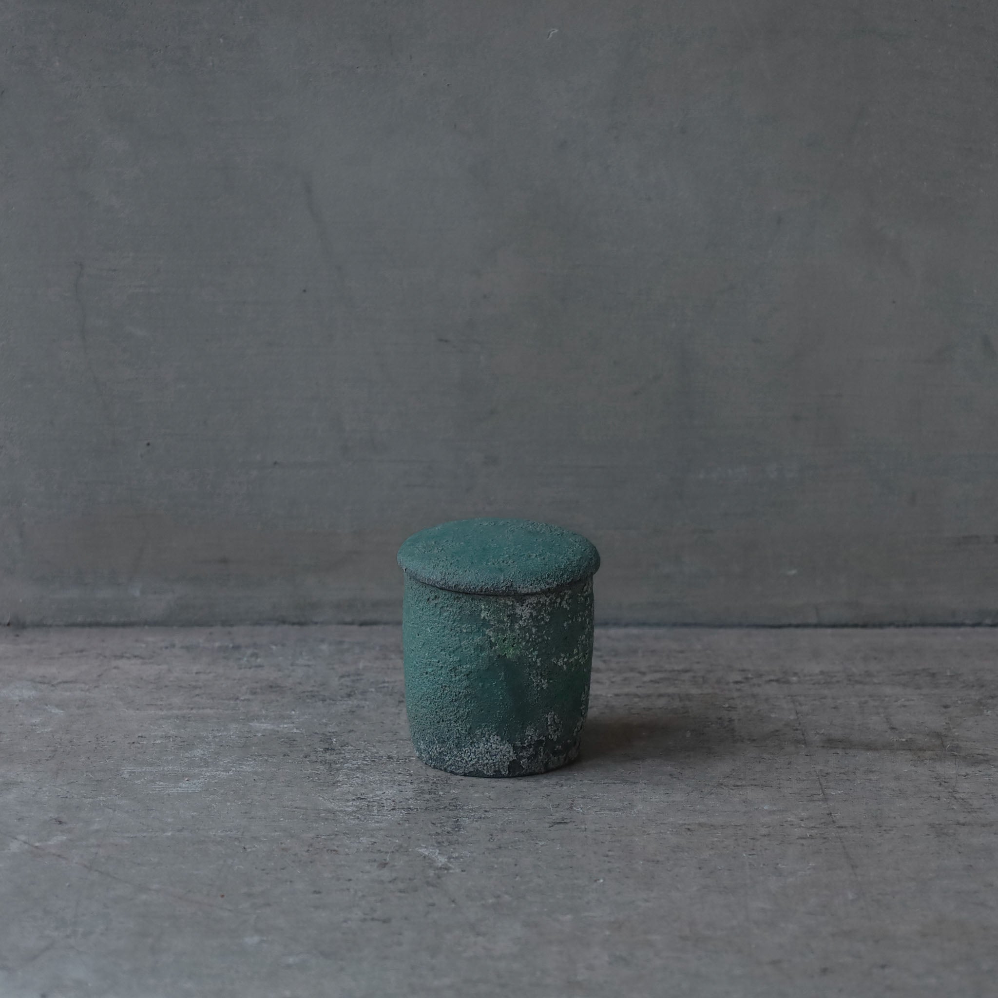 野口悦士 緑青金輪寺茶入 C
